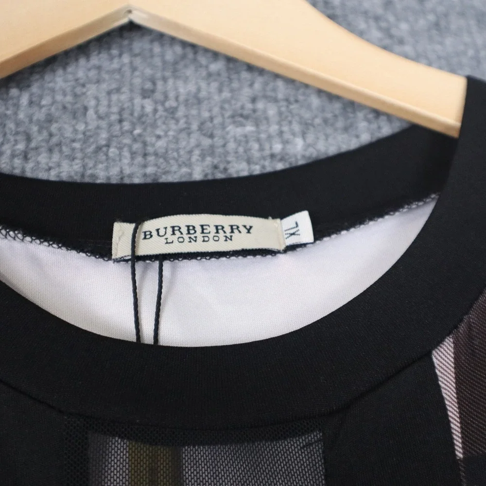 Burberry‎ London Plaid Sheer Mesh Bodycon Dress Short Sleeve Women XL - Picture 2 of 8